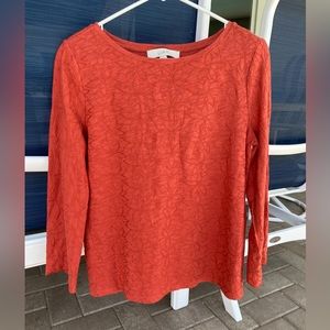 Loft orange floral long sleeve top